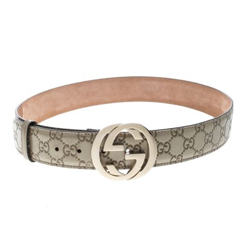 gucci feline belt gold|GUCCI Guccissima Signature Interlocking G 40mm Belt 75.